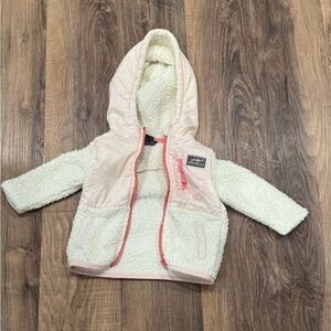 Baby Eddie Bauer Pink and Cream Hooded Sherpa Jacket